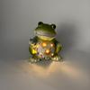 Outdoor Frog-shape Sculpture Solar LED Warm White Garden Light Resin Water-Resistant Courtyard Home Landscaping Decor