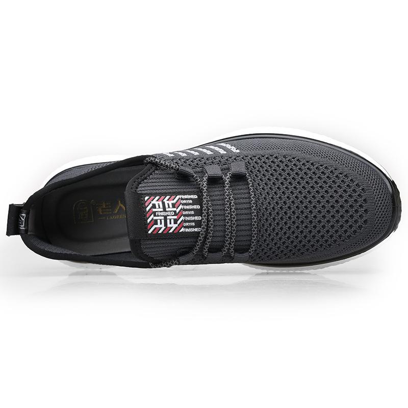 Old Man's Head New Men's Shoes Summer Breathable Fly-woven Shoes New Men's Black Mesh Travel Leisure Sports Running Shoes