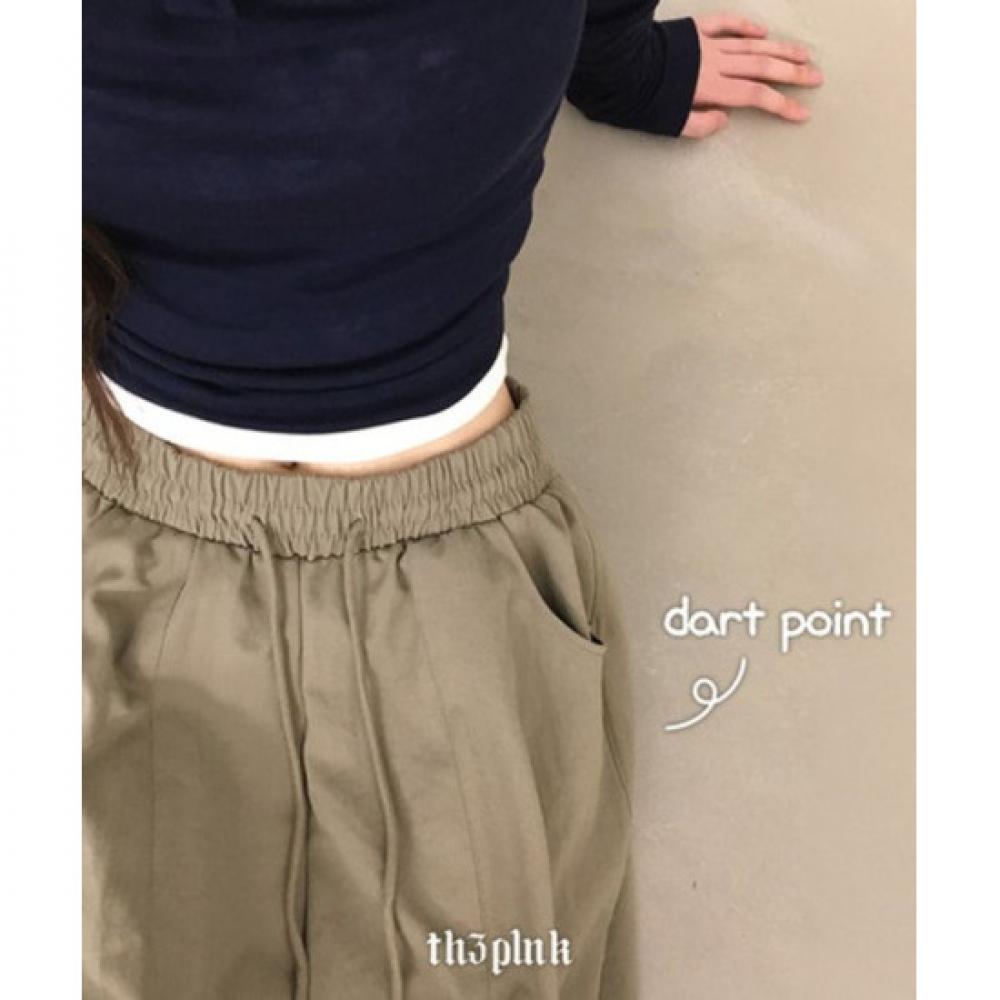 The Pink Women Dart Cut Cotton Like String Wide Pants