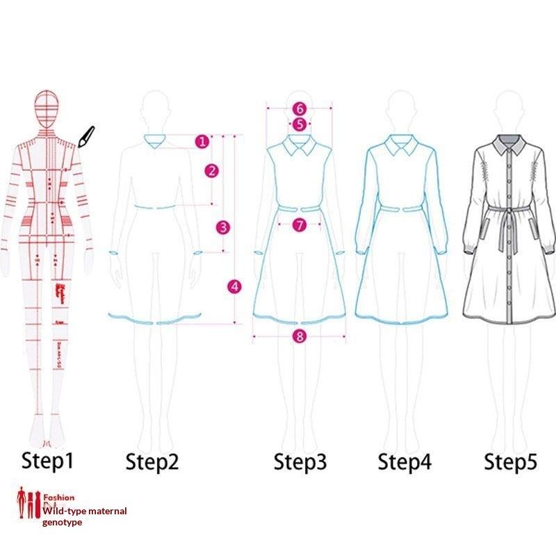 1Pcs Clear Illustration Diy Quilting Clothing Design Rulers  Drawing Template Ruler For Drafting Clothing Designers