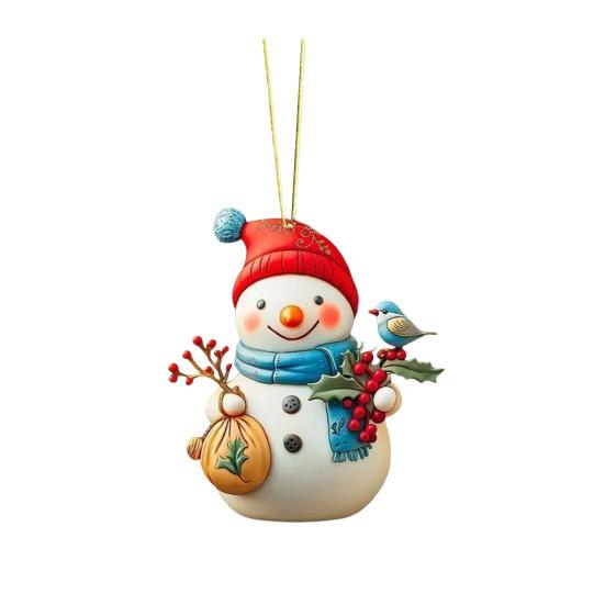 Christmas Ornament Snowman Pendant Acrylic Car Hanging Decoration Winter Xmas Tree Decoration Festive Gift Decor
