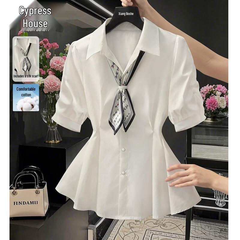 Women s Pleated Puff Sleeve Lapel Blouse XL
