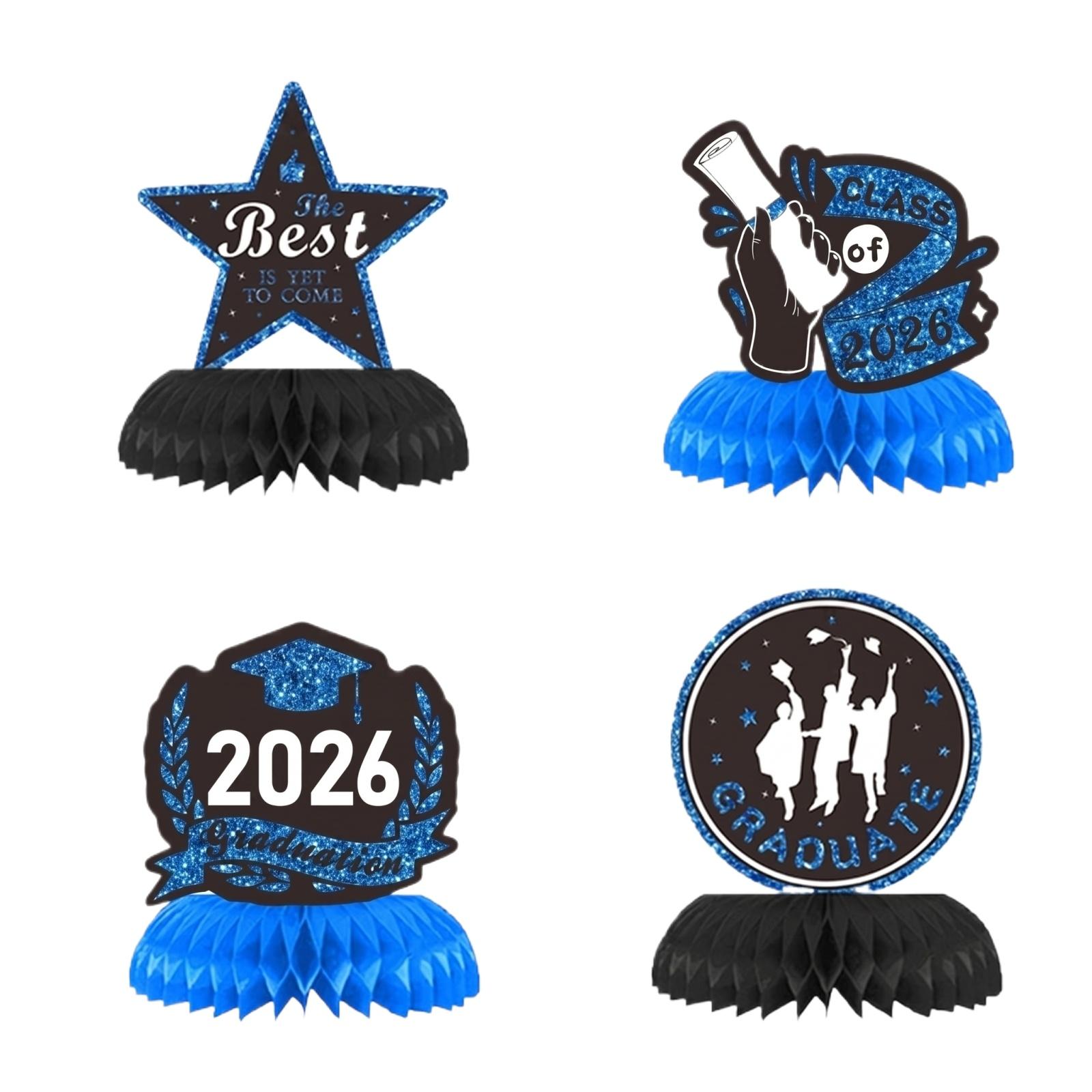 

Graduation Blue And Gold Series Blue Graduation 4-Piece Honeycomb Ornament One Size