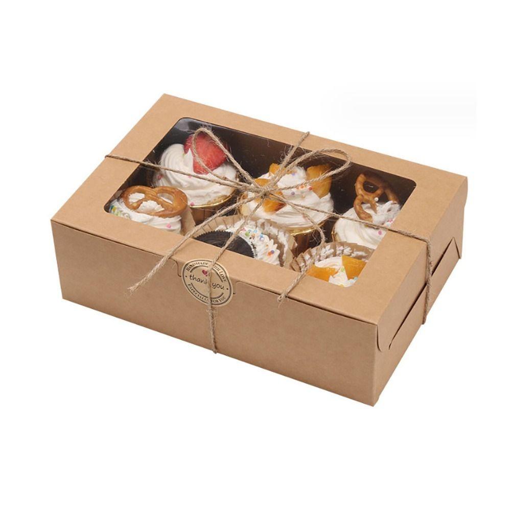 10Pcs 1/2/4/6 Holes Cupcake Boxes Transparent Window Pastry Cases New Cake Box for Birthday Wedding