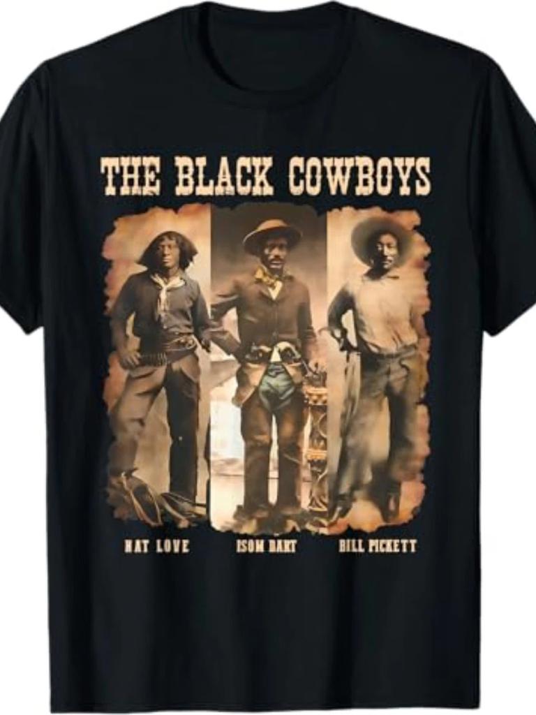 Western-Themed T-Shirt Featuring a Rodeo Cowboy, Designed with a Casual Crew Nec