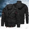 Winterjas voor heren Pluche voering Meerdere zakken Opstaande kraag Winddichte hoodie met rits voor buiten
