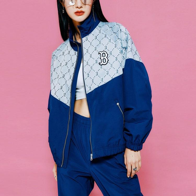 New MLB Old Flower Jackets Unisex Navy Blue 3AWJM0221-43MGS