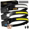 3-Piece USB Rechargeable LED Headlamp: Motion-Sensor, Bright Light for Cycling, Camping, Night Running