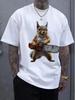 European Size Men's Squirrel Print T-Shirt Compatible for Concerts, Gym & Casual Wear - Breathable Short Sleeve Round Neck Shirt with Bold Squirrel