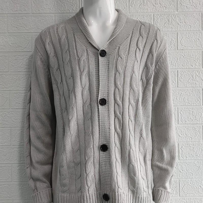 

2026 Men s Knitted Cardigan Solid Color Slim Fit Sweater S серый