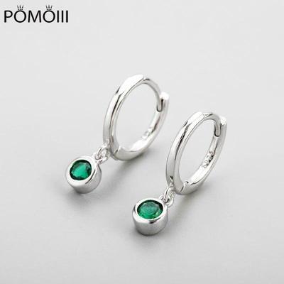 Pendiente de Aro de Circonita Verde de Plata de Ley 925 Para Mujer Pendientes de Aro Pequeños Regalos de Joyería