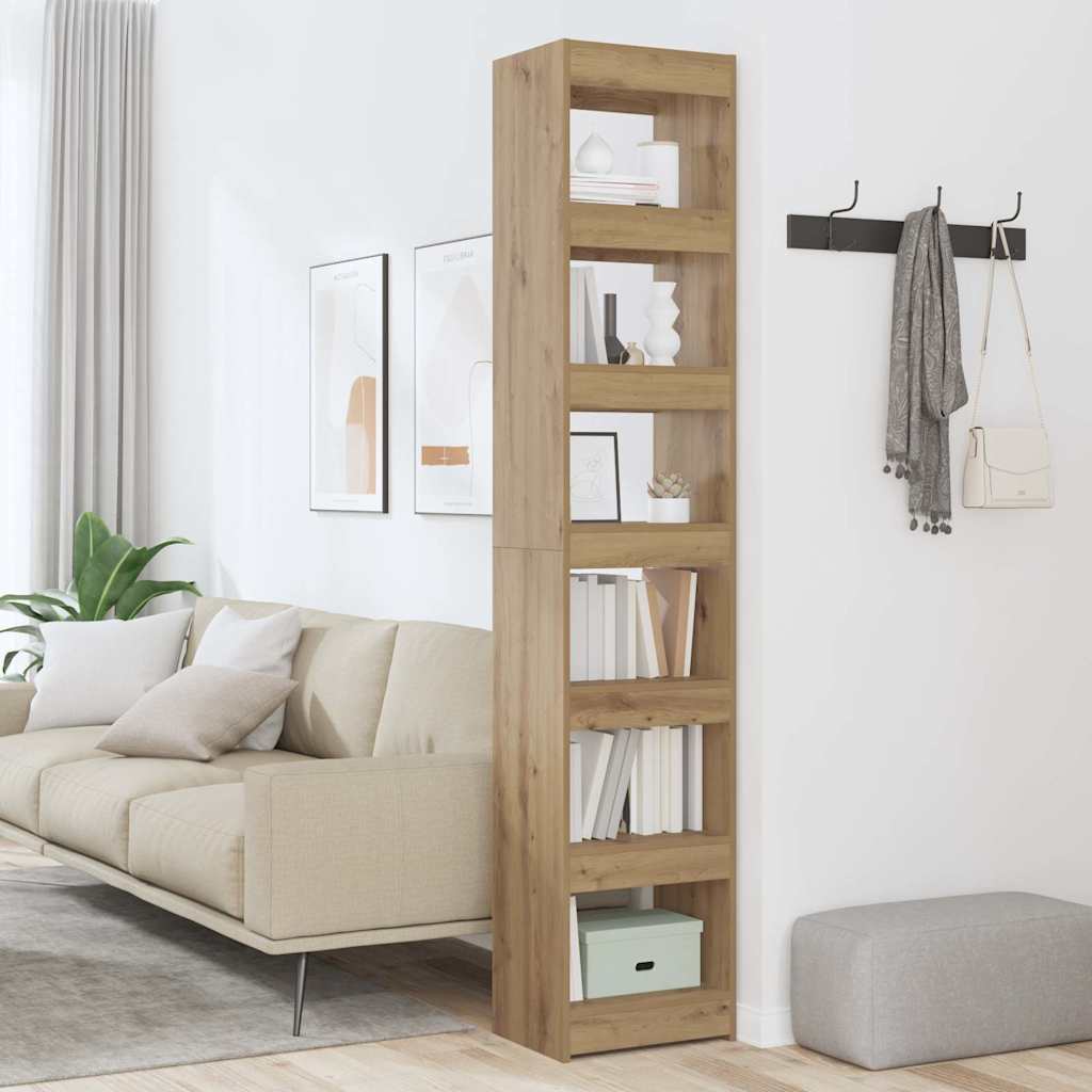 Bookshelf Room Divider Artisan Oak 40 X 30 X 198 Cm