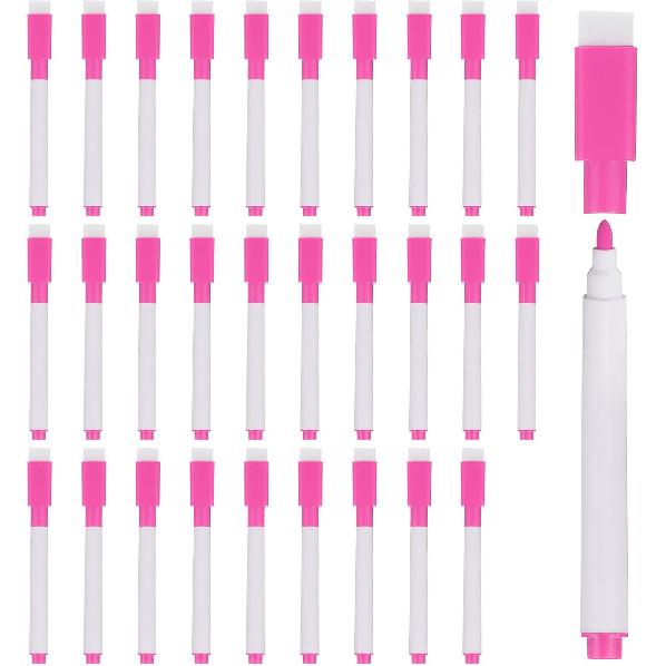 PATIKIL Dry Erase Marker Pens, 100 Pack Rose Red Ink Fine Point Low Odor Whiteboard with Eraser Cap for Office Home Classroom, White Pen Rod