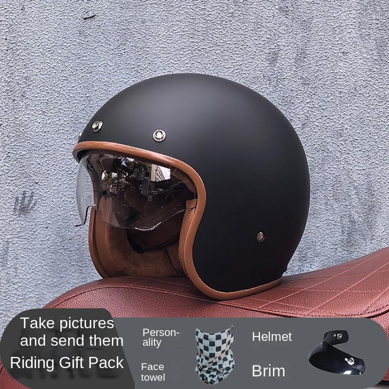 ORZ Motorcycle Helmet 3/4 Open Face Vintage Casco Moto Jet Scooter Bike Helmet Retro DOT approved Casque Motociclismo