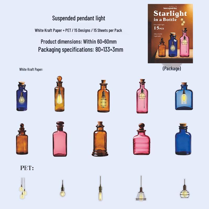 Starlight in a Bottle: Retro Theme Dual Material Sticker Pack for Journaling & Collage