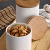 European Kitchen Ceramic Sealed Pot Coffee Milk Powder Food Storage Jar White Storage Bottle with Wooden Lid Home Decoration New