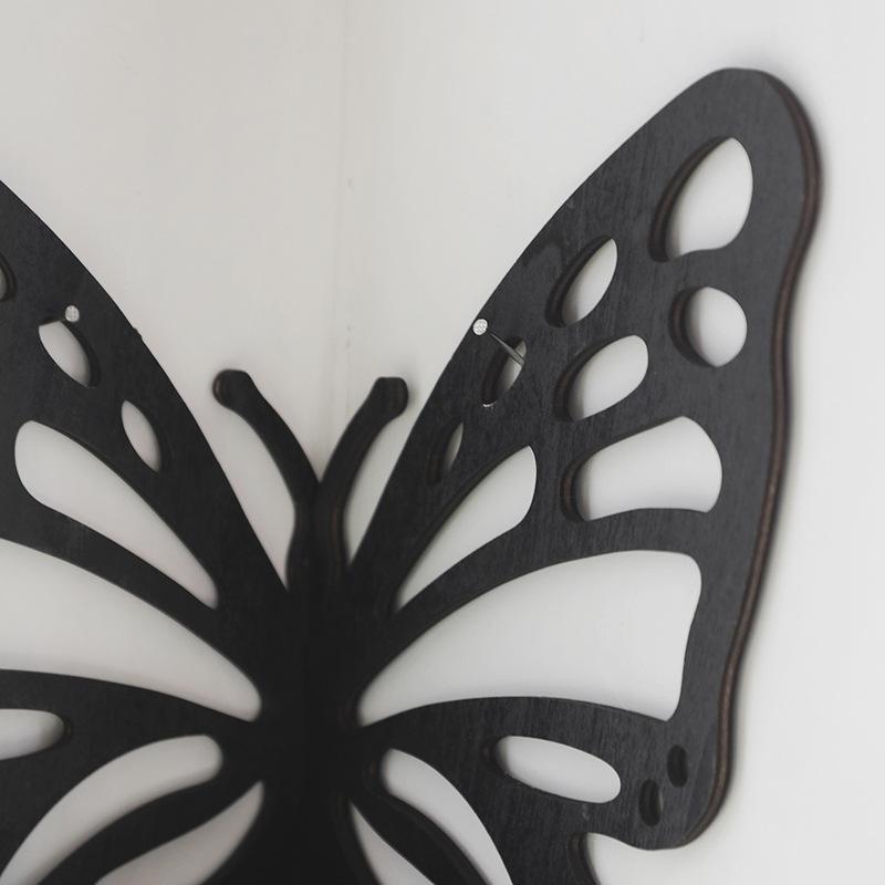 Wooden Craft Butterfly Hollow Crystal Storage Shelf Simple Home Wall Ornament Decoration