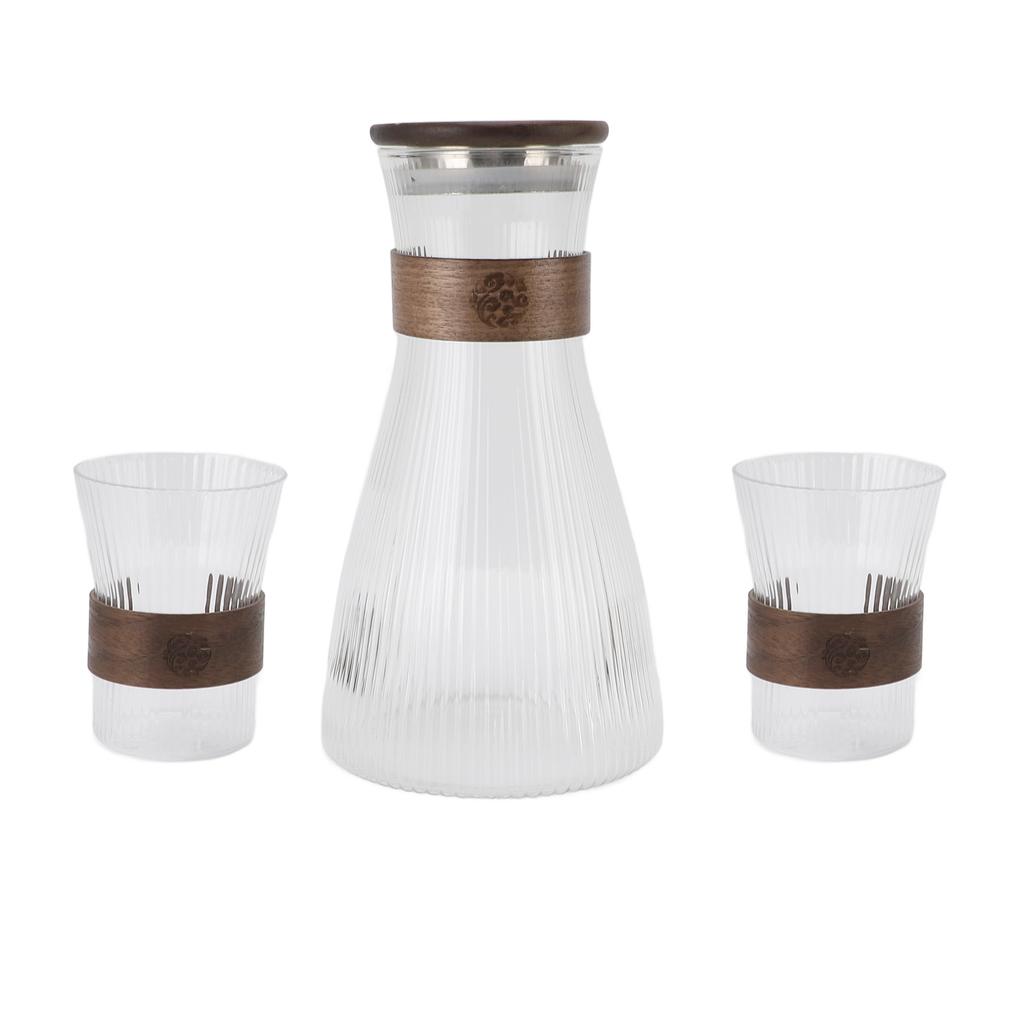 Kapaklı Yatak Başı Sürahi ve 2 Cam Bardak Seti 1600ml 300ml Isıya Dayanıklı Soğuğa Dayanıklı Yüksek Borosilikat