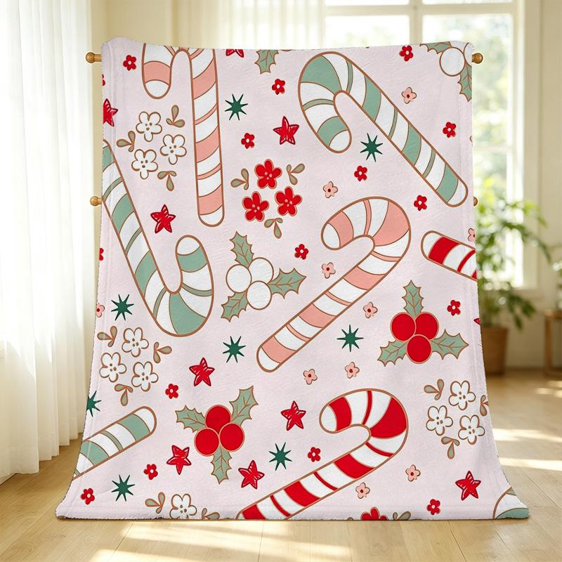 Christmas Themed Printed Flannel Blanket - Super Soft Plush Throw, Warm & Cozy, Perfect for Home, Dorm, Bedroom & Holiday Relax