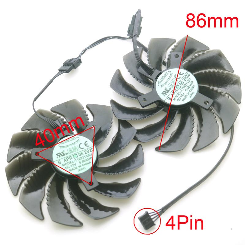 

T129215SU 12V 0.50A 86mm VGA Fan For Gigabyte RTX 2060 GTX1650 1660 1660ti WINDFORCE Graphics Card Cooling Fan T129215SU-B чёрный