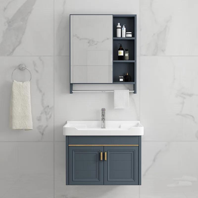 Nordic Home Bathroom Furniture Ceramic Sink Set Mirror Floor Metal Cabinet Toilet Shower Modern Display Bathroom Cabinet