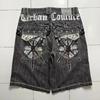 GLYDE Street Jeans New Fashion Oversized Embroidery Loose Denim Shorts Male Y2K Harajuku Retro Popular Casual High Waist Shorts Pants