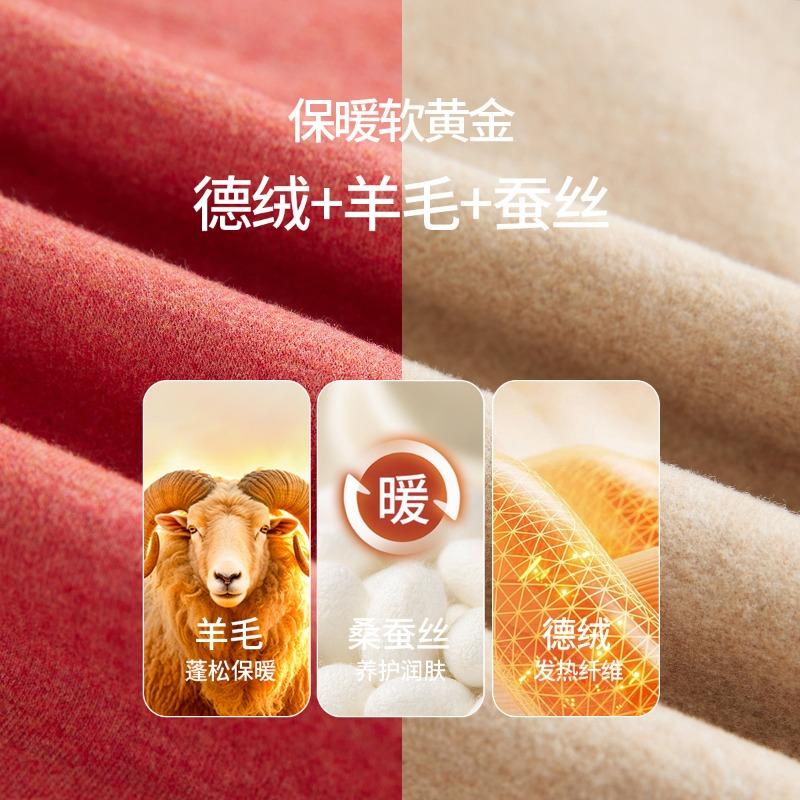 Fleece Thickened Wool Silk Heating and Thermal Underwear Set Women's Muscle Bottom Clothes Long Johns Men's Anti-cold Winter