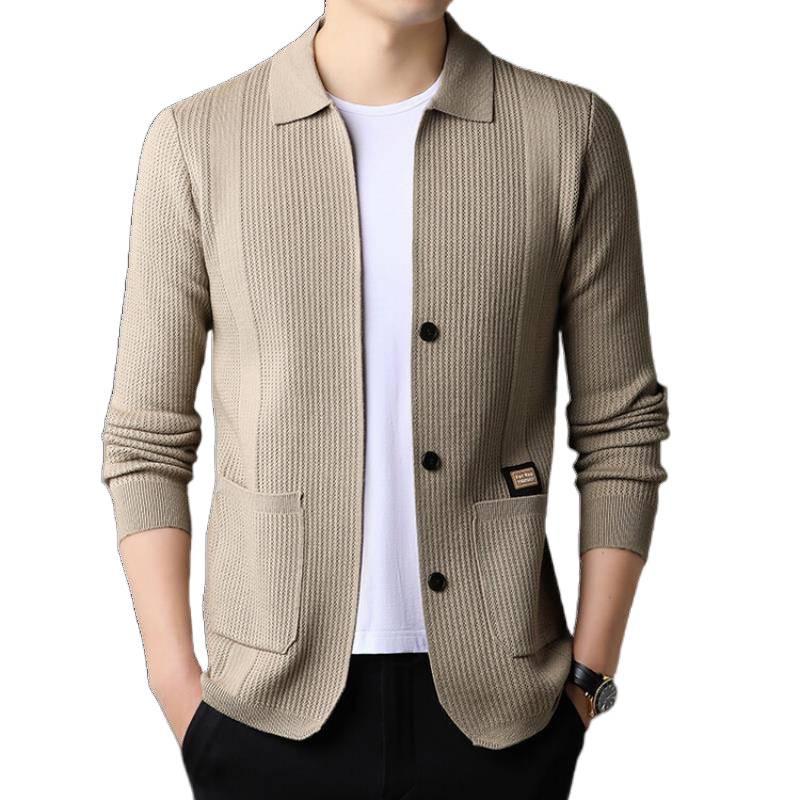 Woodpecker Men's Autumn Knitted Cardigan: Business Casual, Fashionable & Versatile for Middle-Aged Men