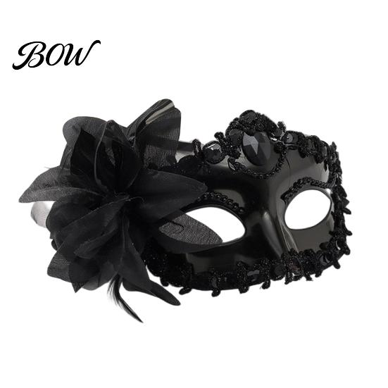 Venetian Style Mask Half Face Masquerade for Women, Mesh Flower Rhinestone Mask, Costumes Accessory Halloween Carnival Prom Ball Party Decorative