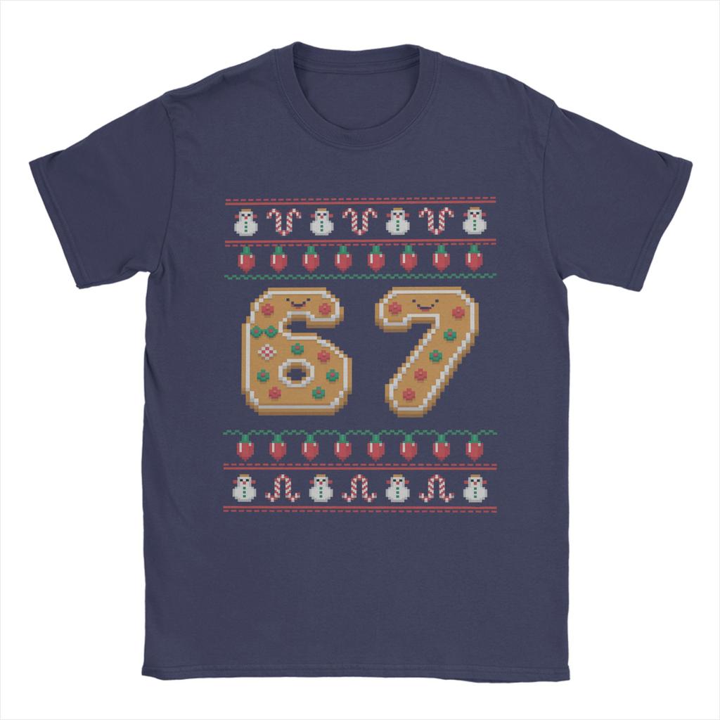 Christmas 67 Funny Xmas T-Shirts Men  Vintage 100% Cotton Tees Crew Neck Short Sleeve T Shirts Summer Tops
