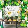 3-Tier Cupcake Stand with 24 Wild One Cupcake Toppers for Safari Baby Shower Decoration