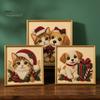 Winterwunderland Kreativaktivitäten Weihnachten Kunst-Kit mit künstlichen Perlen, Xmas Hut Katze Hund Malerei DIY Themenprojekte 3D Welpen Perlen Bastel-Kit für Erwachsene,