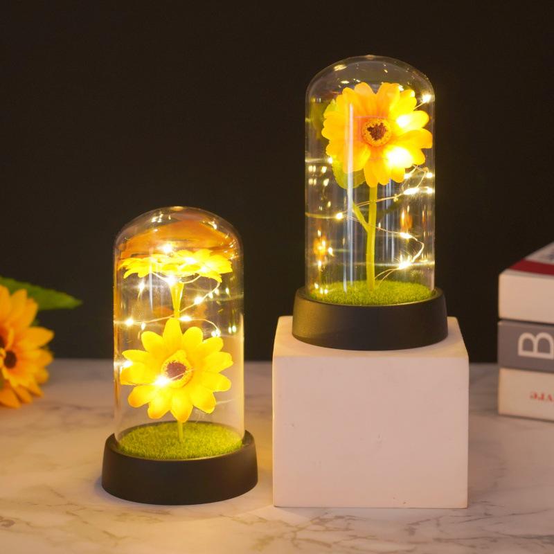 Sunflower Night Light: Dried Flower Simulation Ornament for Christmas & Valentine's Day Gift Decor.