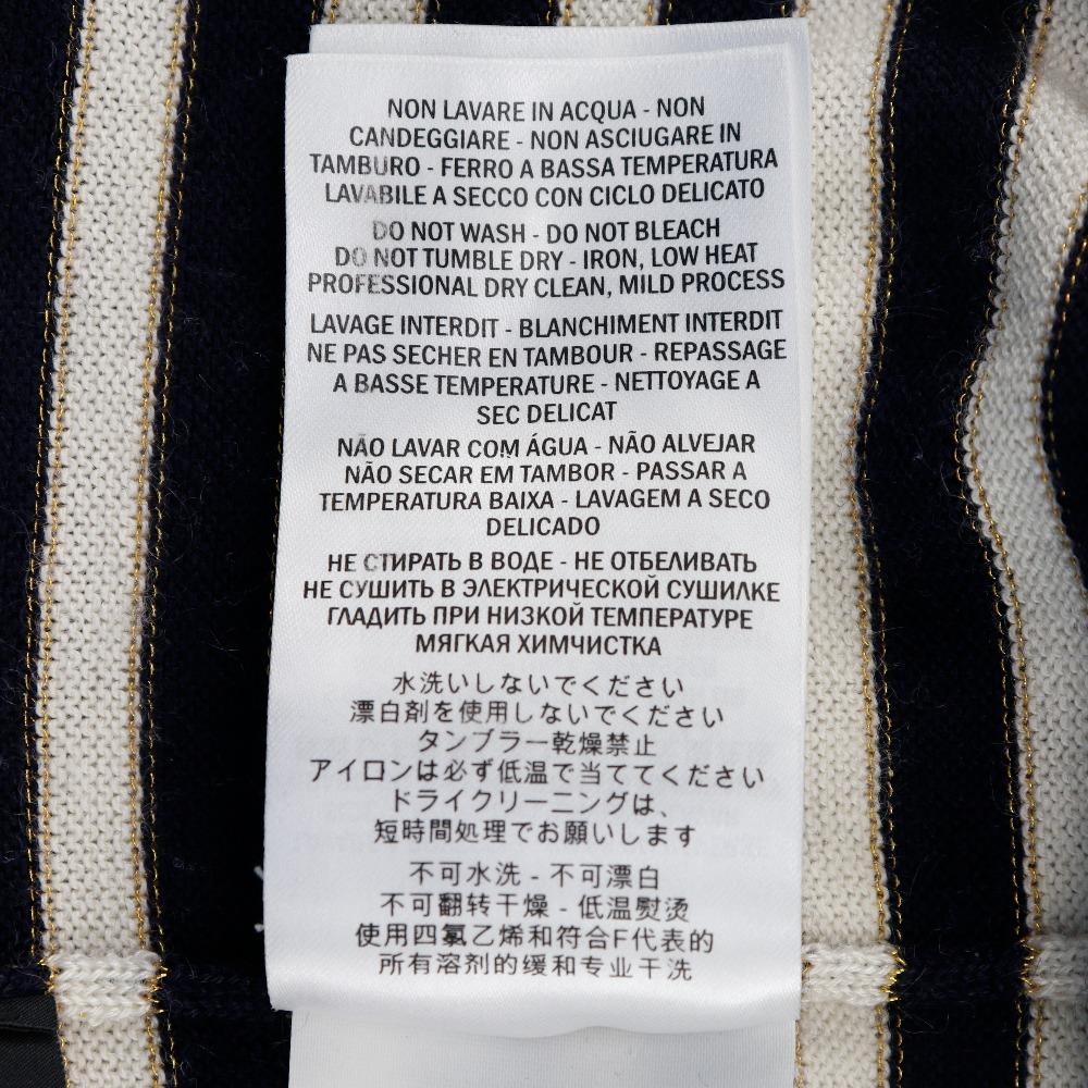 GUCCI Short sleeve knit 428050 border Navy / white cashmere/silk Women Used