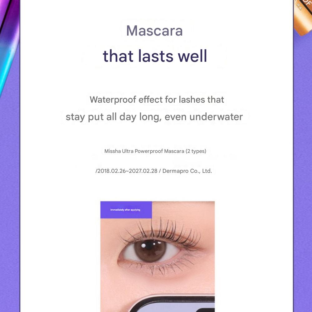 MISSHA Ultra Powerproof Mascara 8g, Curl Up Long Lash, 1 Ea