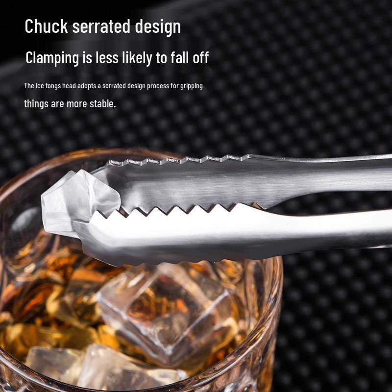 Thickened Stainless Steel Ice and Sugar Cube Tongs for Bar and Kitchen