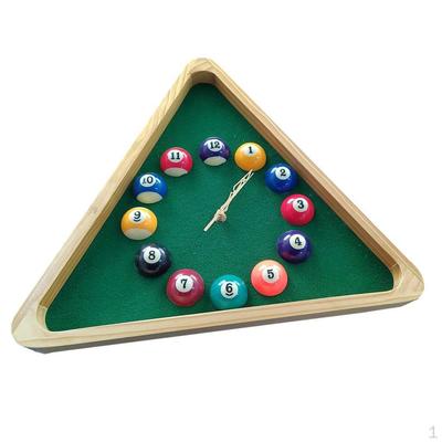 Billiards Theme Wall Clock Wood Frame Room Decoration Battery Operated for Snooker Lover Simple
