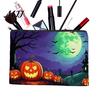 Spooky Stationery Organizer Halloween Storage Bag, with Pumpkin Ghost Pattern Design, Thickened Wear Resistant Canvas Bag Cosmetic