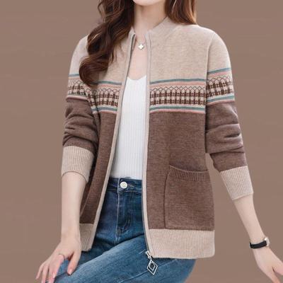 Autumn and Winter Korean Version of The Color Matching Small Jacket, Ladies Sweater, Outer Top, Knitted Cardigan