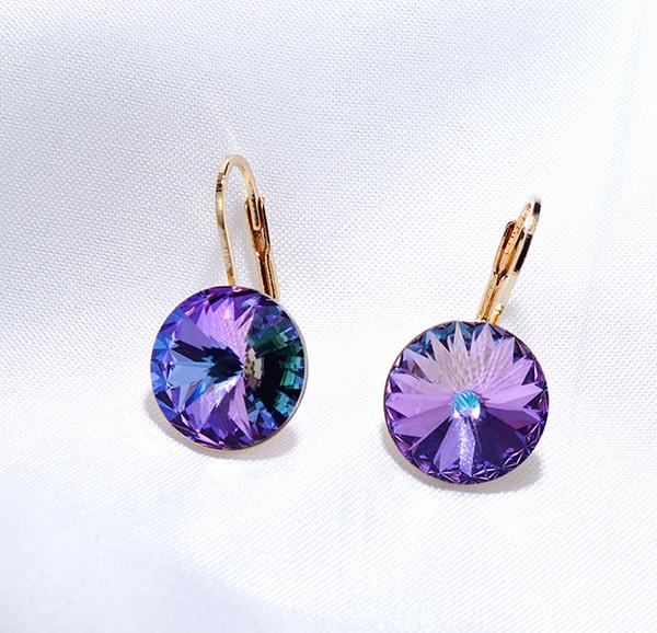 Fashion Classic Crystals Hoop Earring Leverback Dangle Earrings Party Jewelry for Women Gift