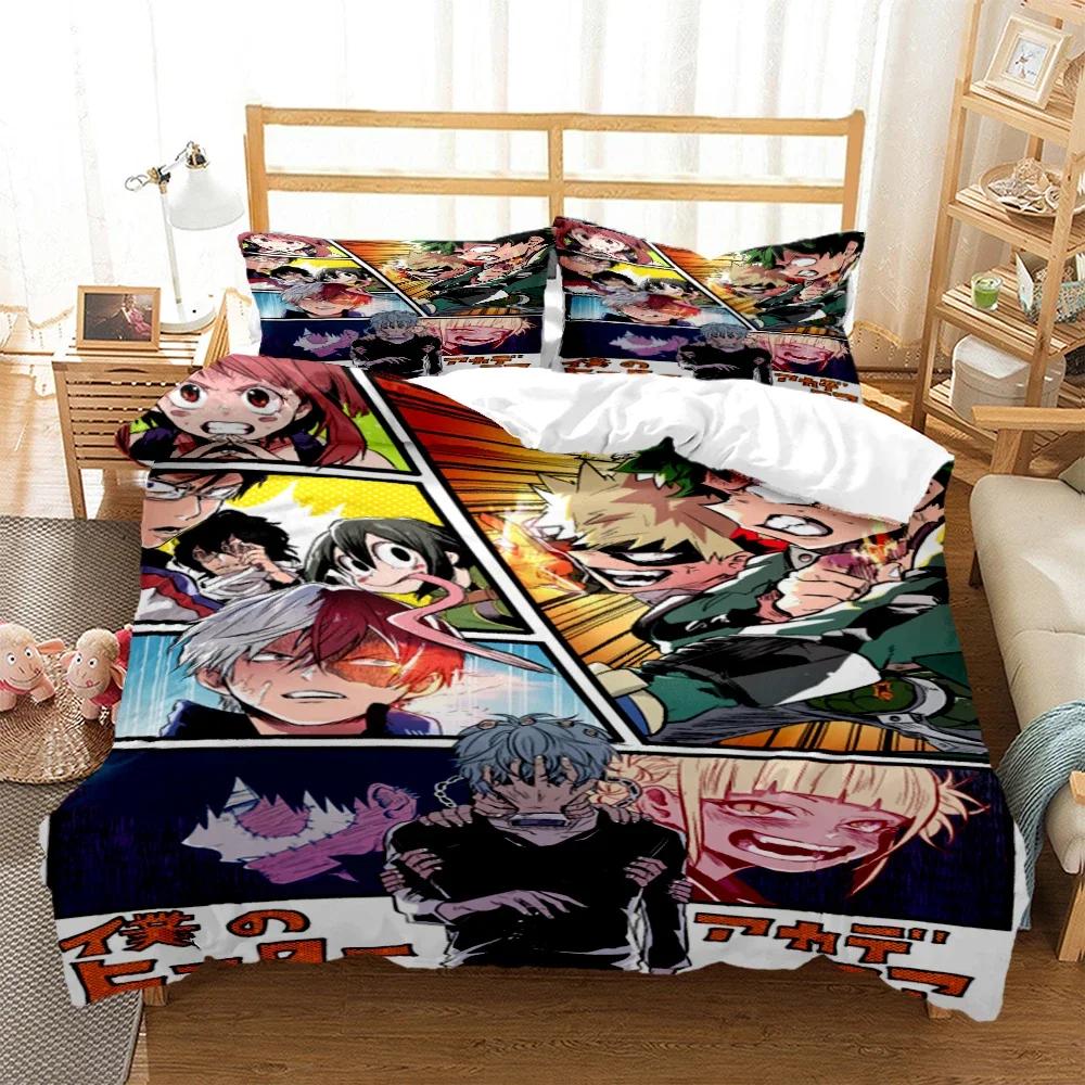 My Hero Anime Druck Dreiteiliges Bettwäscheset Mode Kinder Oder Erwachsene Für Betten Bettbezüge Kissenbezüge Bettwäscheset Geschenk