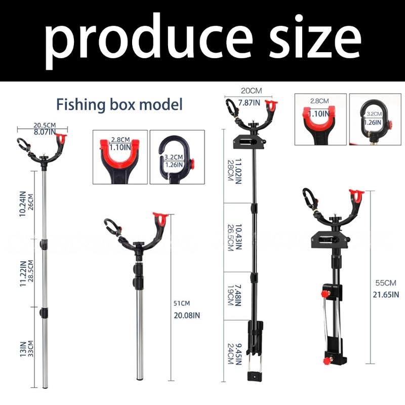 Telescopic Fishing Rod Holder Adjustable Angles for Kayak Boats with Universal Baits Box Mount Rod Stand Easy Installation