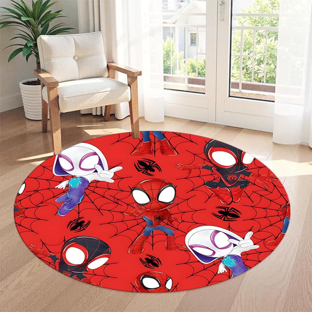 Spider-man Round Floor Mat Suitable for Game Room Living Rooms Dormitory Kitchen Anti-slip Round Rug Decorate Offices Best for Christmas