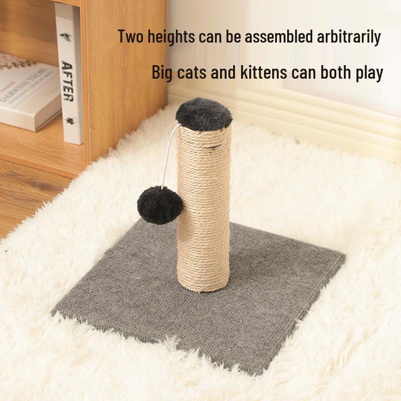 Compact Sisal Cat Scratching Post: Vertical, Detachable, Space-saving for Cats To Climb and Sharpen Claws On Scratch Boards.