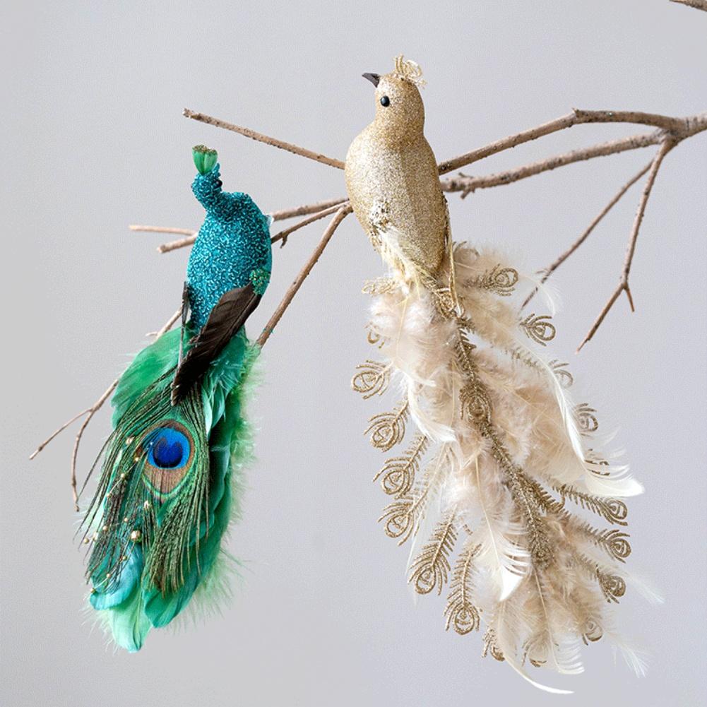 Christmas Tree Decoration Feather Bird Decor Vibrant Holiday Decor Bright Colors