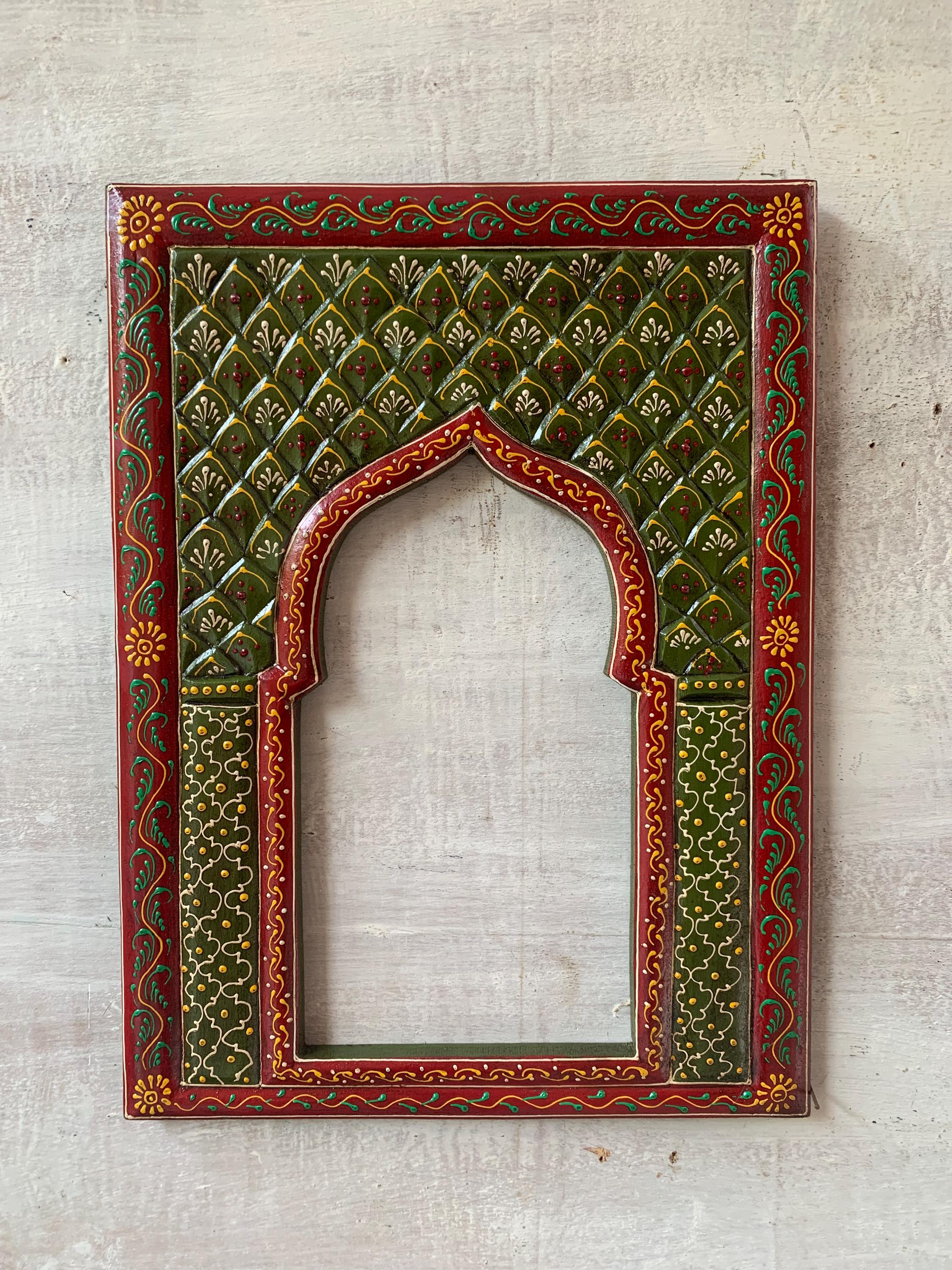 

Hand-Painted Wooden Jharokha Frame: Indian Wall Hanging Decor разноцветный