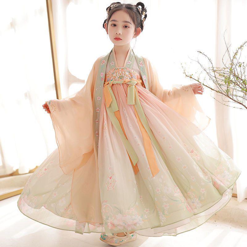 

Летнее платье ханьфу руцюнь для девочек - Традиционный китайский костюм тан для выступлений 140 cm