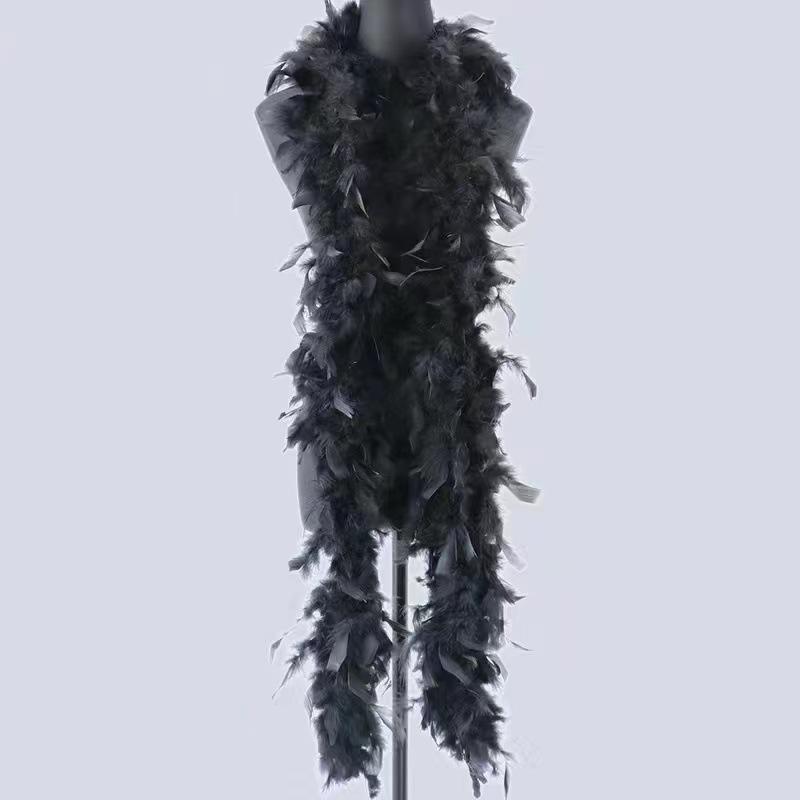 Dyed Red Scarf 80g Turkey Feather Boa for Home Party Wedding Christmas Decor DIY Craft Clothing Costume Dance Dress Accessory