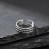 Fashion Tire Texture Black Cubic Zircon Open Ring for Men, Silver Color Metal Chunky Ring, Vintage Punk Finger Jewelry Gifts