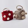 Yarn Knitting Pompom Bucket Handbag - Trendy Crochet Finished Women's Portable Bag